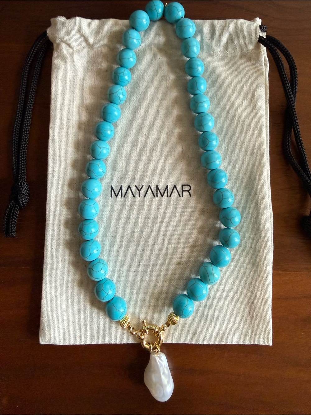 Mayamar Turquoise Pearl Drop Necklace